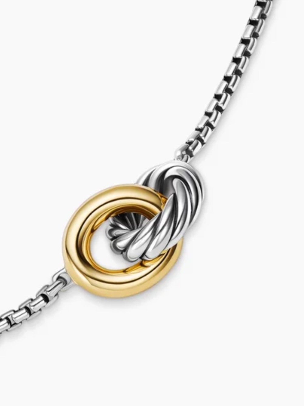 David Yurman Two-Tone Interlocking Circle Necklace in Silver and Gold - Picture 5 of 6